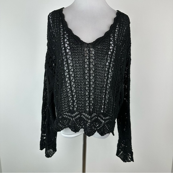 Zara Sweaters - ZARA Black Open Knit Sweater Size Medium